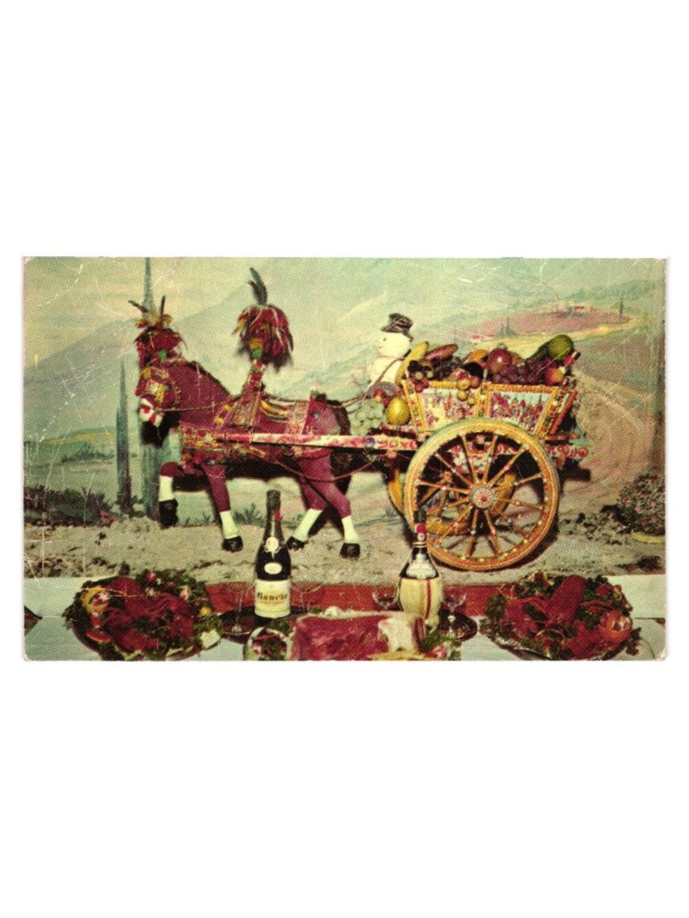 Como Inn Chicago Postcard Featuring Festa Dinner Decor 1958 Vintage Color Print